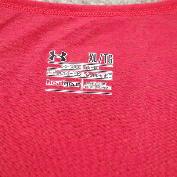 Under Armour Shirt Womens Extra Large Pink Short Sleeve V-Neck Heatgear Stretch - Picture 3 of 8